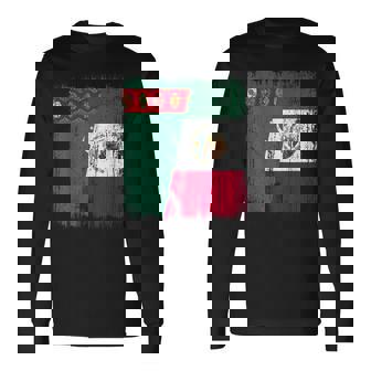 Turkmenistan Mexico Half Flag Turkmen Mexican Heritage Long Sleeve T-Shirt | Mazezy