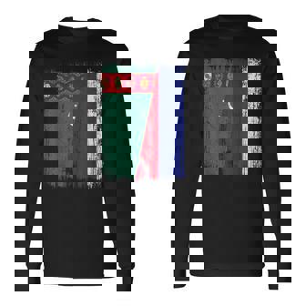 Turkmenistan Russia Half Flag Turkmen Russian Jersey Long Sleeve T-Shirt | Mazezy