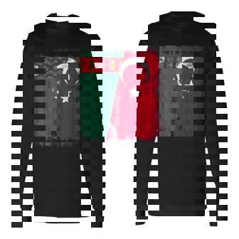 Turkmenistan Turkey Half Flag Turkiye Turkmen Turkish Jersey Long Sleeve T-Shirt | Mazezy