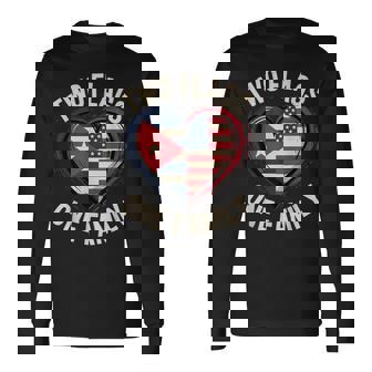 Two Flags One Family American Cuban Usa Cuba America Long Sleeve T-Shirt - Monsterry