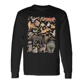 Types Of Forest Animals Nature Wildlife Woodland Long Sleeve T-Shirt - Thegiftio UK