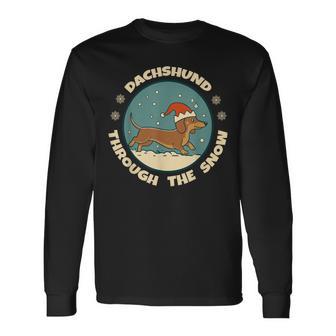 Ugly Dachshund Christmasthrough The Snow Christmas Long Sleeve T-Shirt - Thegiftio UK