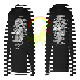 Unicorn Riding T-Rex Dinosaur Long Sleeve T-Shirt | Seseable UK