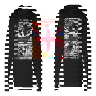 United Kingdom Flag British UK England British Roots Long Sleeve T-Shirt | Mazezy