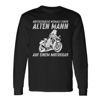 Unterschätze Niemals Einen Alten Mann Auf Motorrad Biker Langarmshirts - Geschenkecke