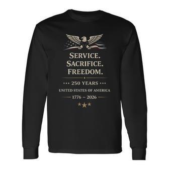Usa 250Th Anniversary Veterans Military 4Th Of July Long Sleeve T-Shirt - Thegiftio UK