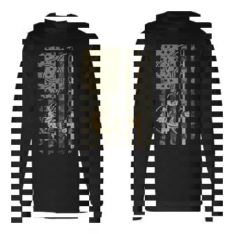 USA Bass Fishing Humor Camouflage American Flag Camo Fish Tank Top Long Sleeve T-Shirt | Mazezy