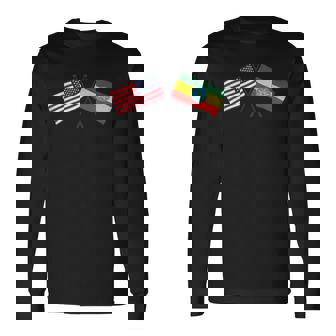 USA Ethiopia Crossed Flags American Ethiopian Friendship Long Sleeve T-Shirt | Mazezy