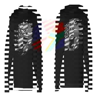USA And South Africa Brush Flag Pride African American Tank Top Long Sleeve T-Shirt | Mazezy