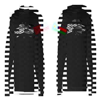 USA South Sudan Crossed Flags American South Sudanese Jersey Long Sleeve T-Shirt | Mazezy