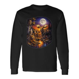 Vidailvestre Bosque Oso Lobo Ciervo Alce Natur Camiseta de manga larga - Regaloses