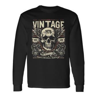 Vintage 1978 Nacido En 1978 Cumpleaños Calavera Motociclista Motocicleta Camiseta de manga larga - Regaloses