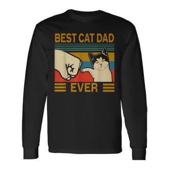 Vintage Best Cat Dad Ever Bump Fit For Best Cat Dad Langarmshirts - Geschenkecke