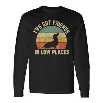 Vintage Dachshund Weiner Dog Friends In Low Places Long Sleeve T-Shirt - Thegiftio UK