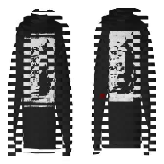 Vintage Japonésumi-E Japón Tinta Gato Negro Amantes Camiseta de manga larga - Regaloses