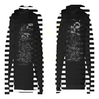 Vintage Piratenschiffonea Monster Kraken Angegriffen Langarmshirts - Geschenkecke