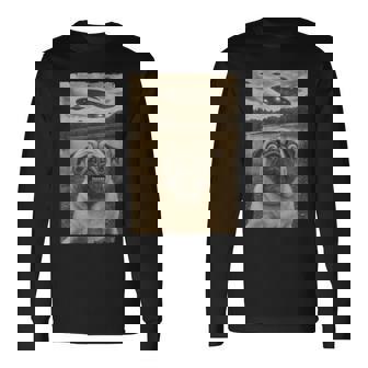 Vintage Pug Ufo Encounters Ufo And Pug Selfie Long Sleeve T-Shirt | Seseable UK