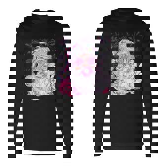 Vintage Santa Christmas Blowing Bubble Gum Girly Fireworks Long Sleeve T-Shirt - Monsterry