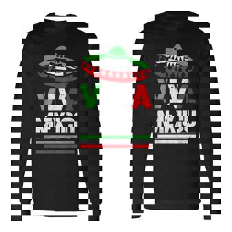 Viva Mexico 帽子デザイン メキシコ国旗カラー メキシコ人向け 長袖Tシャツ - Kawaiitshirt