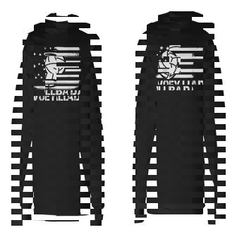 Volleyball Dad Flag Gameday Sports Lover Vintage Tank Top Long Sleeve T-Shirt | Mazezy