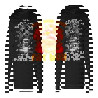 Wait Your Turn Fat Boy Turkey Santa Thanksgiving Christmas Long Sleeve T-Shirt - Thegiftio