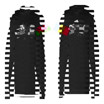 Wales Romania Crossed Flags Welsh Romanian Friendship Long Sleeve T-Shirt | Mazezy