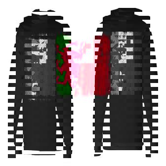 Wales Tonga Half Flag Welsh Tongan Heritage Long Sleeve T-Shirt | Mazezy