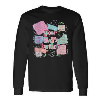 Your Way’S Better Bible Verse Jesus Way Faith Coquette Retro Long Sleeve T-Shirt - Thegiftio UK