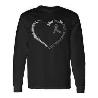 Wear Grey For Brain Cancer Awareness Brain Tumor Long Sleeve T-Shirt - Thegiftio UK