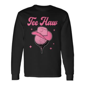 Western Haw Golf Ball Golfing Cowgirl Southern Long Sleeve T-Shirt - Thegiftio UK