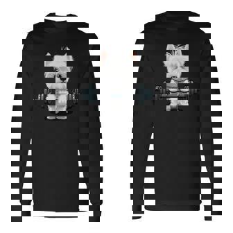 Westie Gimnasio Para Levantamiento De Pesas Color Blanco Terrier Camiseta de manga larga - Regaloses