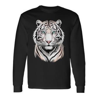 White Bengal Tiger Face Wild Animal Long Sleeve T-Shirt | Seseable UK