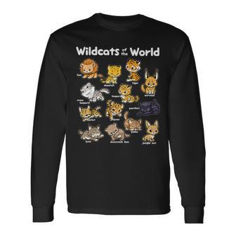 Wild Cats Cute Wildcats Of The World Lion Tiger Lynx Long Sleeve T-Shirt - Thegiftio UK