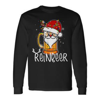 Winedeer Reinbeer Santa Hat Reindeer Couple Xmas Matching Long Sleeve T-Shirt - Thegiftio UK