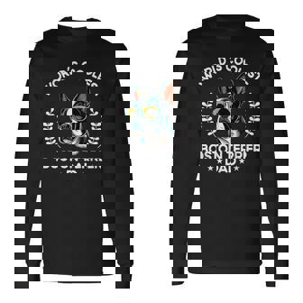 World's Coolest Dog Dad Papa メンズ ボストンテリア 長袖Tシャツ - Kawaiitshirt