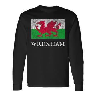 Wrexham Football Wales Welsh Soccer Jersey Retro Vintage Long Sleeve T-Shirt - Thegiftio UK