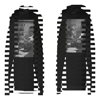 Writer Cat Meme Coffee Lover Cat Long Sleeve T-Shirt | Mazezy