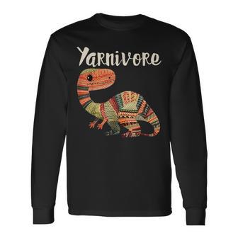 Yarnivore Cute Crochet Knitting Yarn Dinosaur Long Sleeve T-Shirt - Thegiftio UK