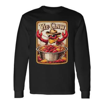 Yee Claw Vintage Crawfish Boil Cajun Seafood Festival Long Sleeve T-Shirt - Thegiftio UK