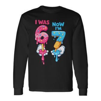 Yo Era 6 Ahora Tengo 7 Años Cumpleañoseisiete Meme 67 Niños Camiseta de manga larga - Regaloses