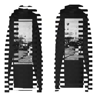 Yokohama Yamashita Pier 1966年3月 モノクローム写真 長袖Tシャツ - Kawaiitshirt