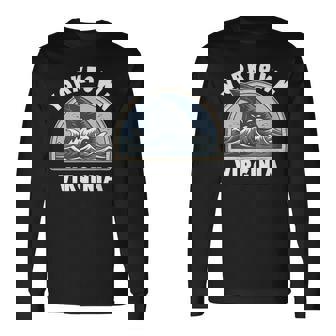 Yorktown Virginia Shark Fin Beach Vacation Souvenir Long Sleeve T-Shirt | Mazezy