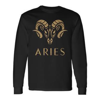 Zodiac Sign Aries Sign Constellation Birthday Horoscope Long Sleeve T-Shirt - Monsterry