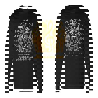 「Musician Cat 」 いつも猫気分 楽器と猫の調べ 音楽記号 猫エンブレム 肉球 長袖Tシャツ - Kawaiitshirt