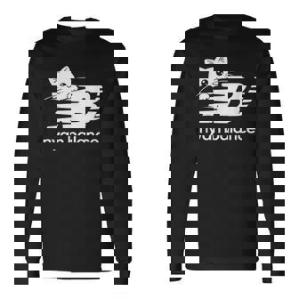 「Nyan Balance」ニャンバランス グラフィック かわいい ねこ 長袖Tシャツ - Kawaiitshirt