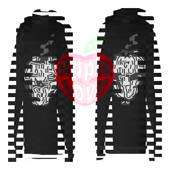 「Red Apple Fresh Fruit 」 ハート型 Love りんご フルーツ ユニークデザイン 長袖tシャツ 長袖Tシャツ - Kawaiitshirt