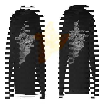 【覗くネコ】猫 にゃんこ 猫好き 猫 可愛い ネコ 子猫 ネコ好き 面白い 変な 遊び心 ネタ ウケ狙い おもしろ 長袖Tシャツ - Kawaiitshirt