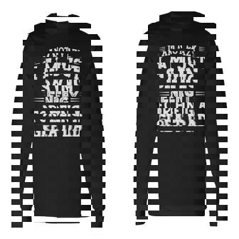 おかしな父の日「I Am Not Lazy I Am Justaving Energy」 長袖Tシャツ - Kawaiitshirt