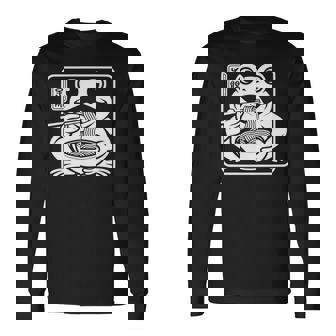 おもしろい 不機嫌そうなカエル ラーメン かわいい 水墨画 日本語 長袖tシャツ 長袖Tシャツ - Kawaiitshirt