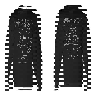 おもしろ猫酒を飲もう 長袖Tシャツ - Kawaiitshirt